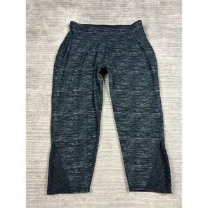 Game Time Capri Leggings Womens M Gray Space Dye Laser Cut Eyelet Athletic Crop
